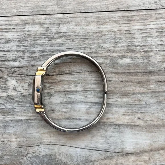 Willow Bay Two Tone Square Watch Roman Dial Bracelet Petite Hinge Antique Vtg - Picture 8 of 8